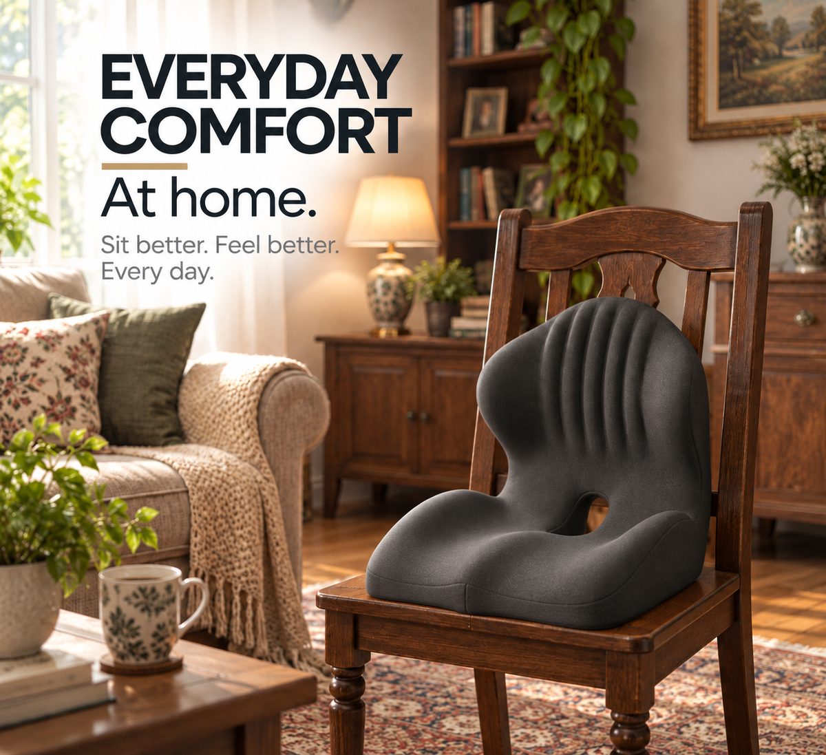 Ergonomic Lumbar & Coccyx Support Seat Cushion – Memory Foam